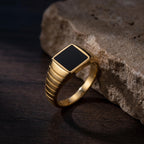Square Black Onyx Signet Ring – 8.7mm in solid gold, view 5