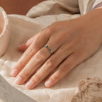 Baguette Emerald Open Ring – Dainty 1.1mm Band in solid gold, view 10