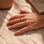 Baguette Emerald Open Ring – Dainty 1.1mm Band in solid gold, view 9