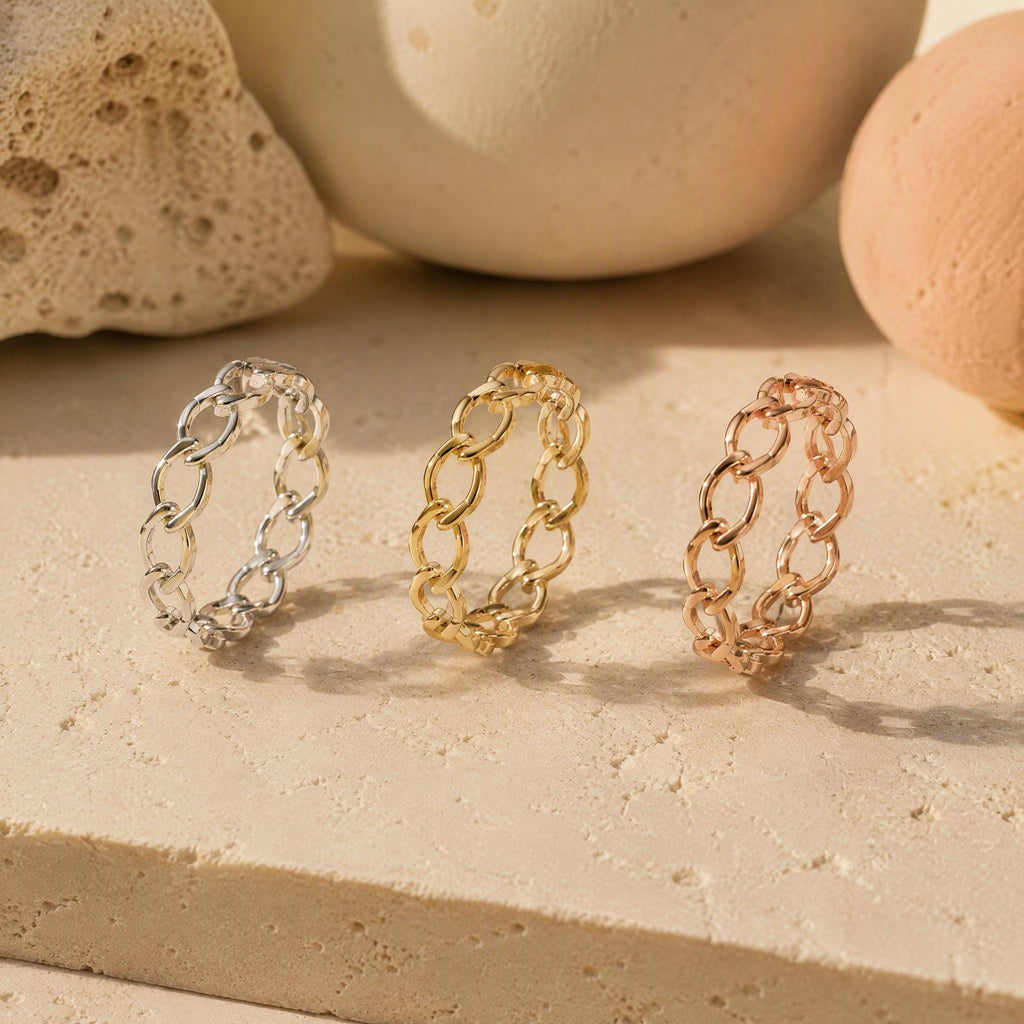 Curb Chain Ring – 4.45mm in solid gold, view 2
