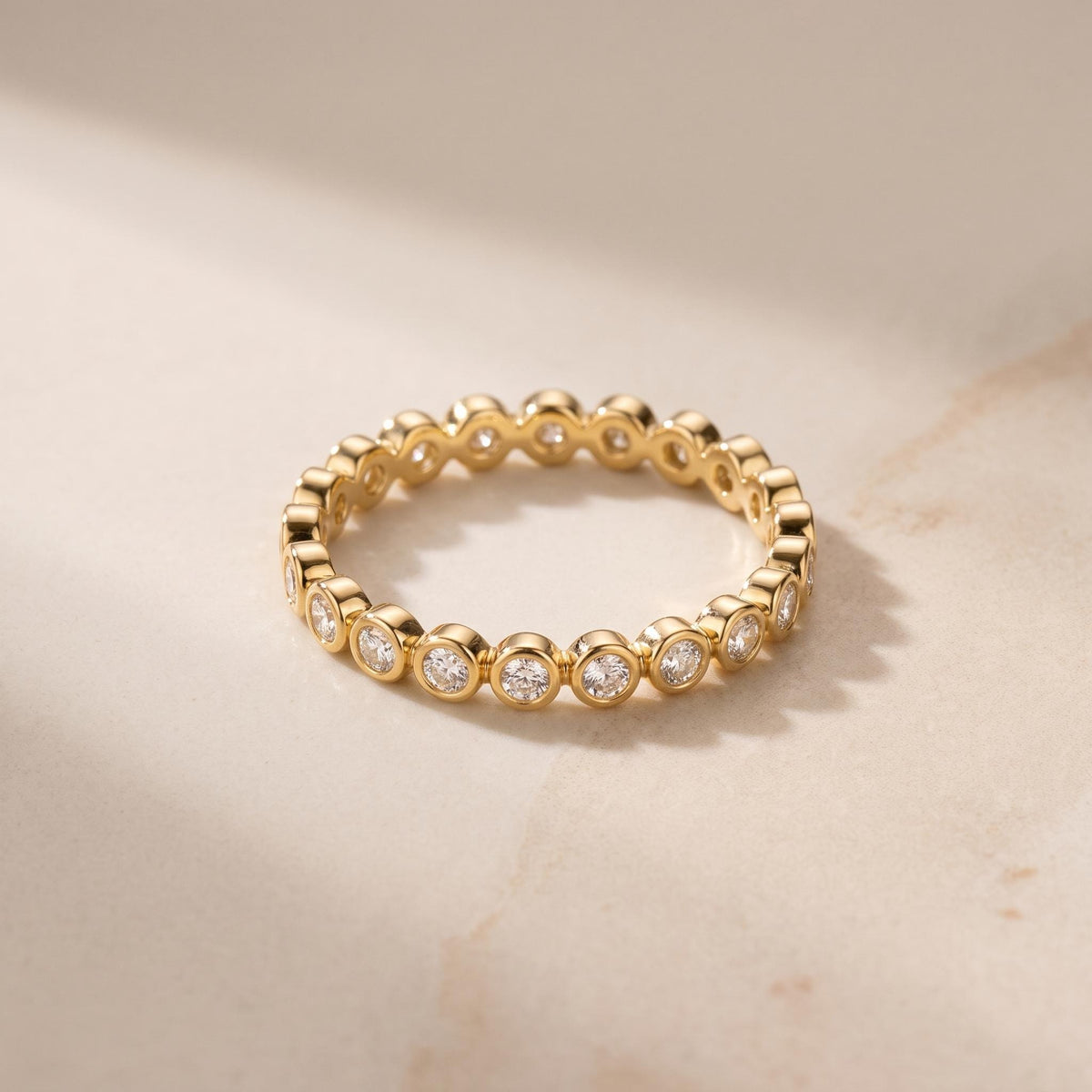 Bezel Lab-Grown Diamond Eternity Band – 2.2mm in solid gold, view 2