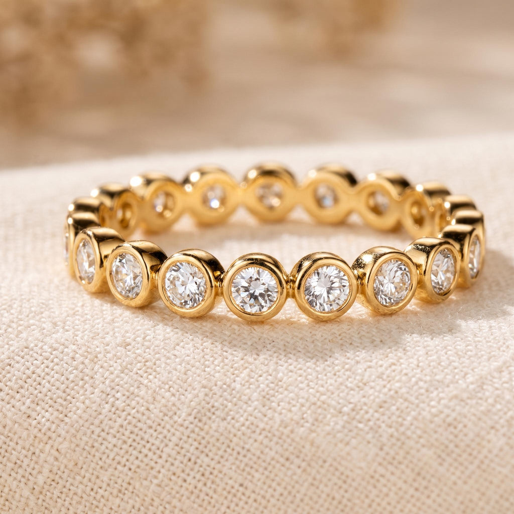 Bezel Lab-Grown Diamond Eternity Band – 2.2mm in solid gold, view 4