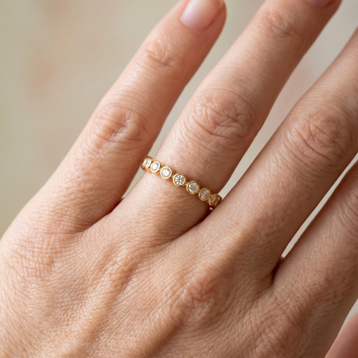 Bezel Lab-Grown Diamond Eternity Band – 2.2mm in solid gold, view 6