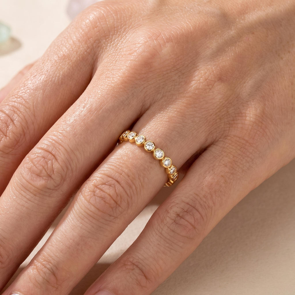 Bezel Lab-Grown Diamond Eternity Band – 2.2mm in solid gold, view 7