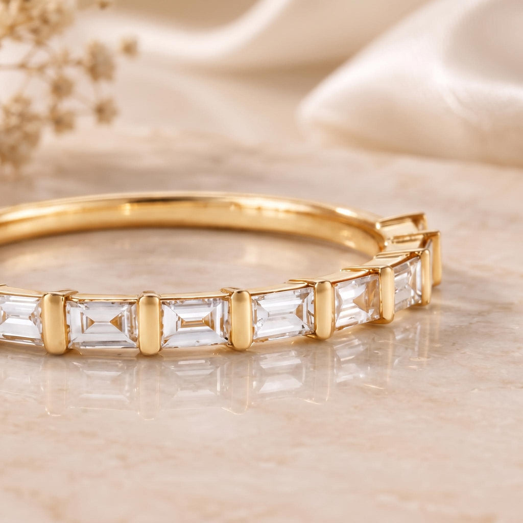 Baguette Lab-Grown Diamond Half Eternity Ring – 1.45mm in solid gold, view 5