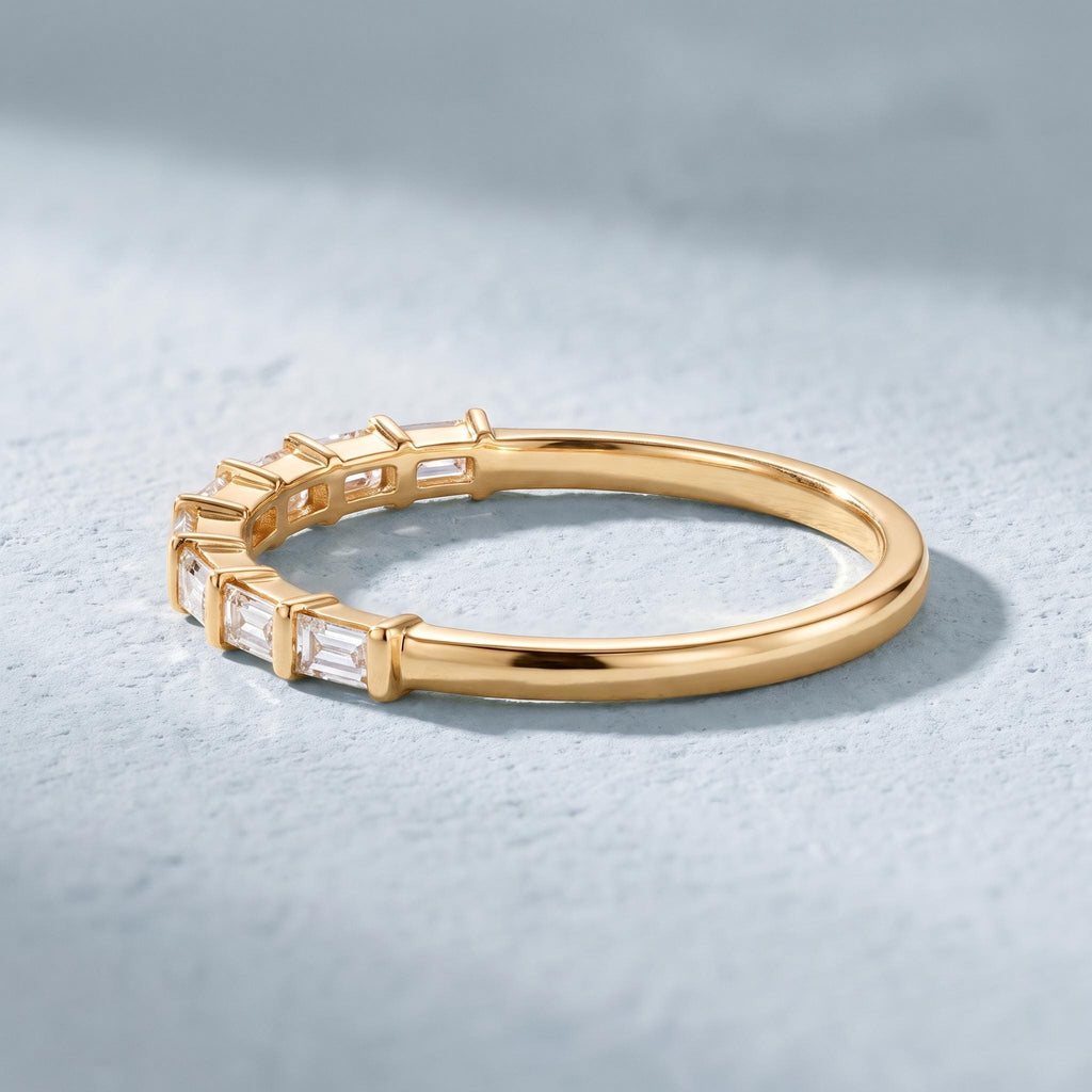 Baguette Lab-Grown Diamond Half Eternity Ring – 1.45mm in solid gold, view 4