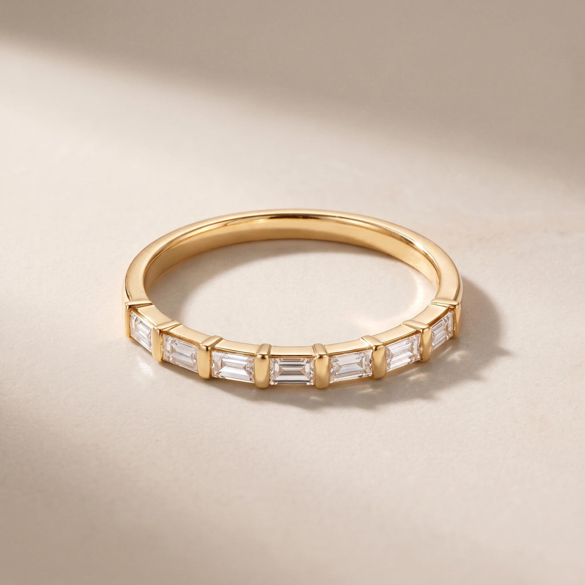 Baguette Lab-Grown Diamond Half Eternity Ring – 1.45mm in solid gold, view 2