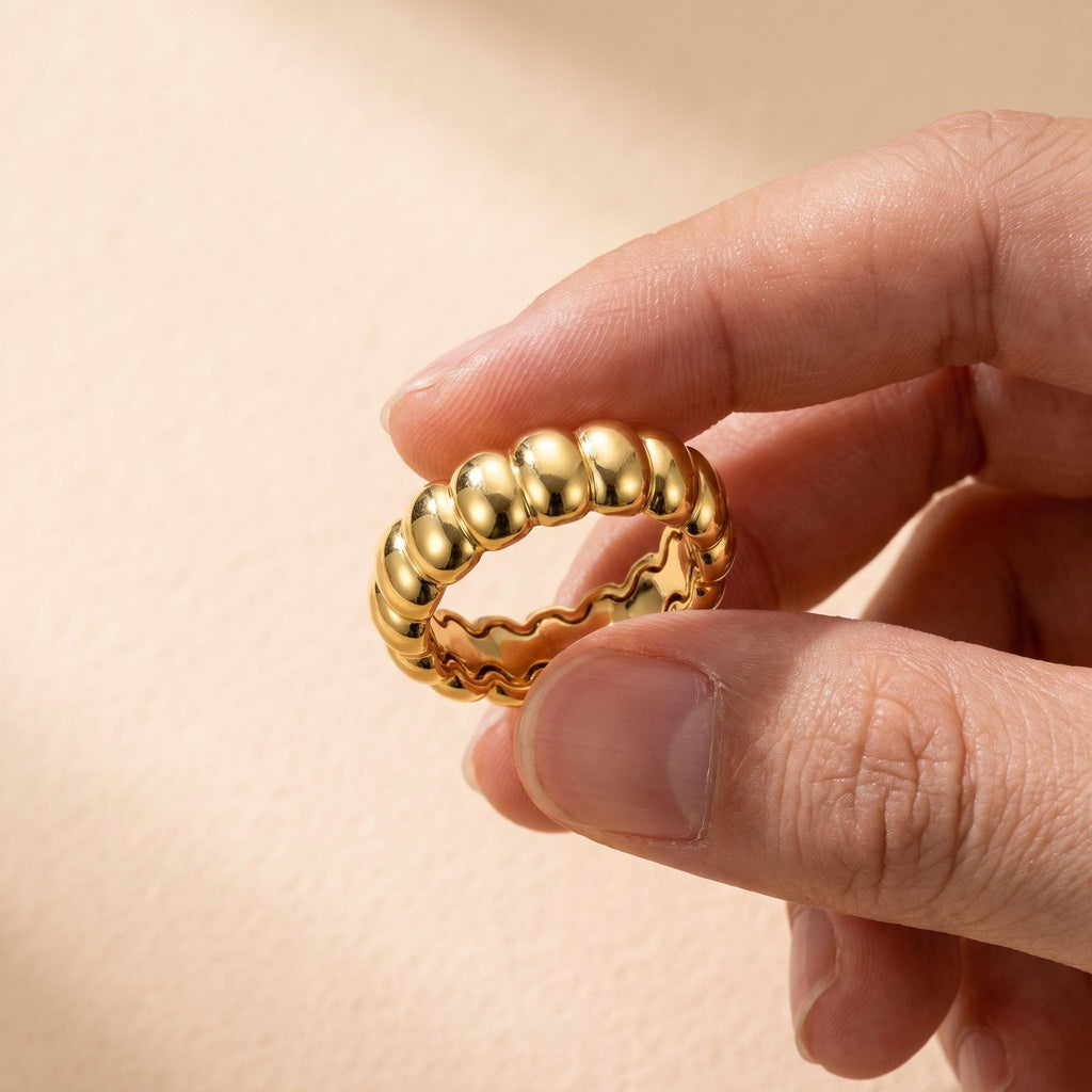 Chunky Bubble Ring – 6.2mm in solid gold, view 7
